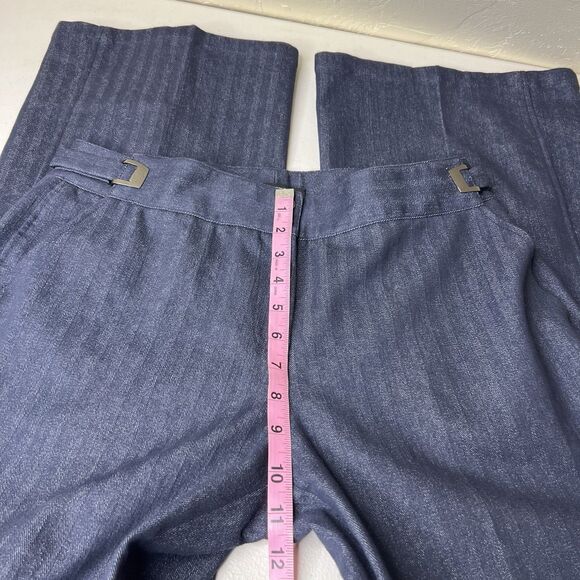 Etcetera Flare Jeans Womens 10 Pinstripe Side Buckle Stretch Pleat Y2k Retro 34” - Picture 6 of 11